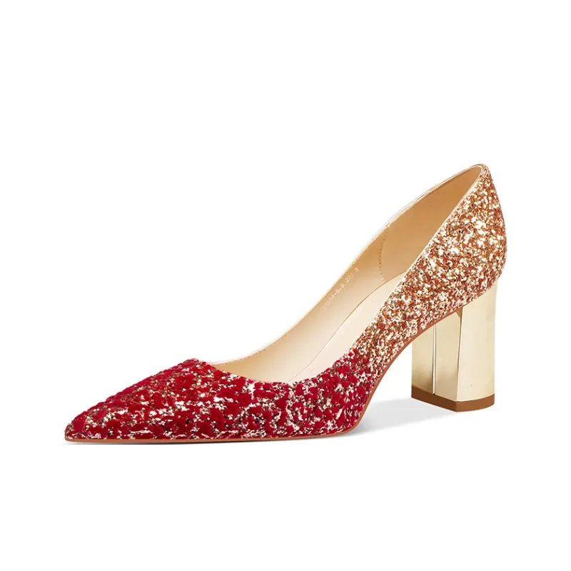 MEIAI High Heels Women's Red-4