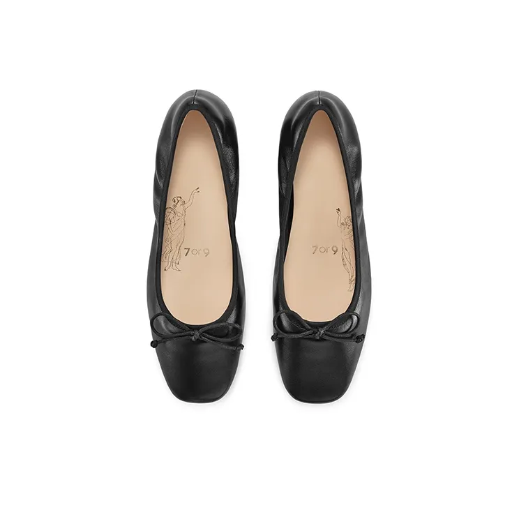 7or9 Blackberry Roll Chunky Heel Air Cotton High Heels 3.5cm Women's Black-3