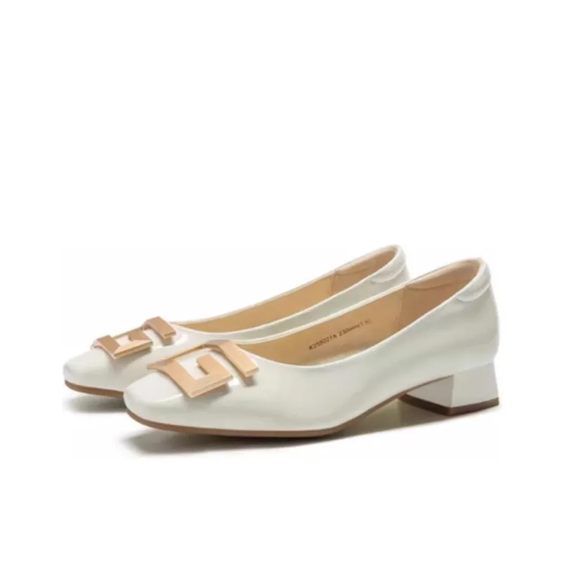 Satchi Chunky Heel High Heels 3.5cm Women's Ecru-2