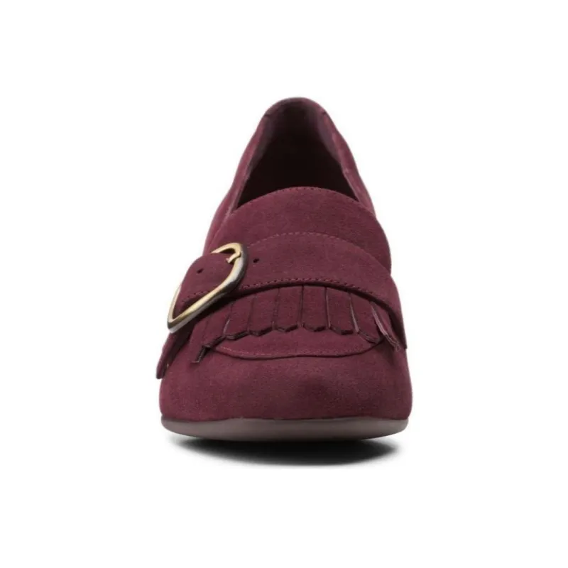 Clarks Chunky Heel High Heels 6cm Women's Burgundy-4