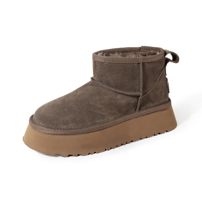 Wonderful Couple Short Snow Boots Women's Brown-0