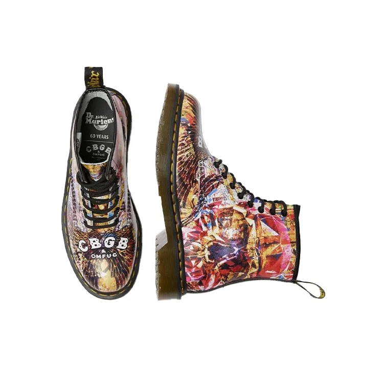 Dr.Martens X Cbcg 1460 8 eye Ankle Boat Printed Leather Lace Up Boots Multi color-3
