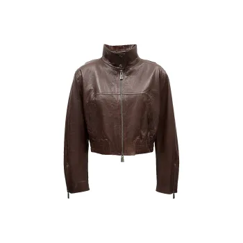 ONLY Leather Jackets Women's E09 Drum Brown