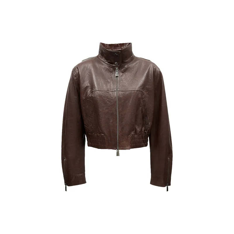 ONLY Leather Jackets Women's E09 Drum Brown-0