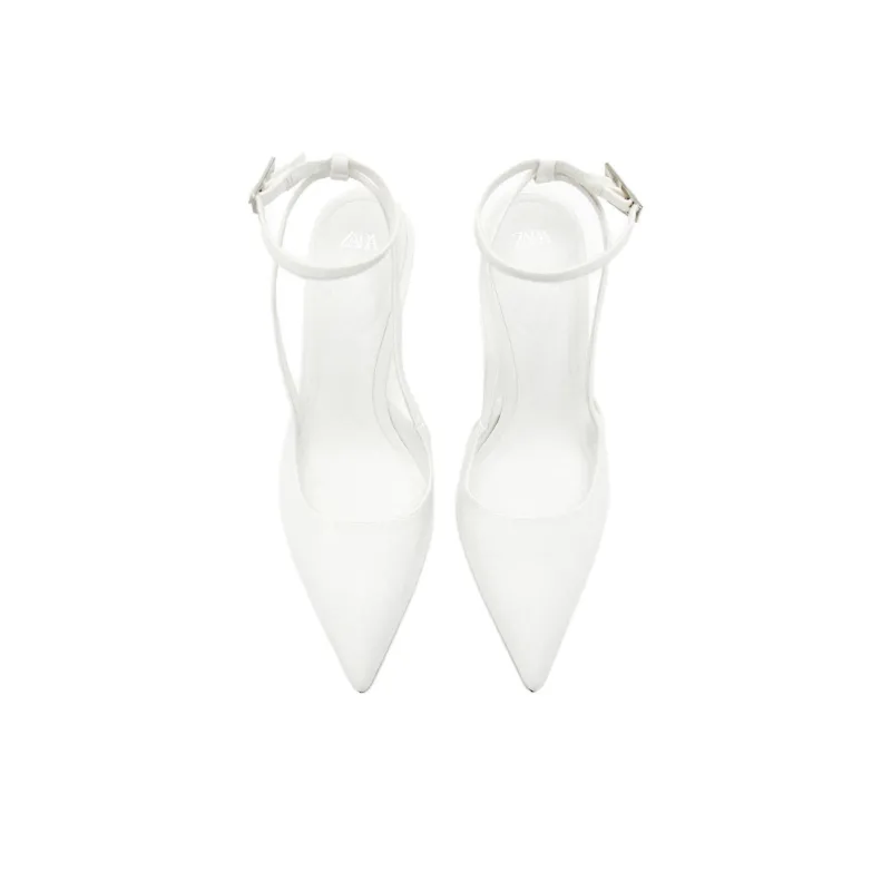 ZARA Trf Slim Heel High Heels Women's White-4