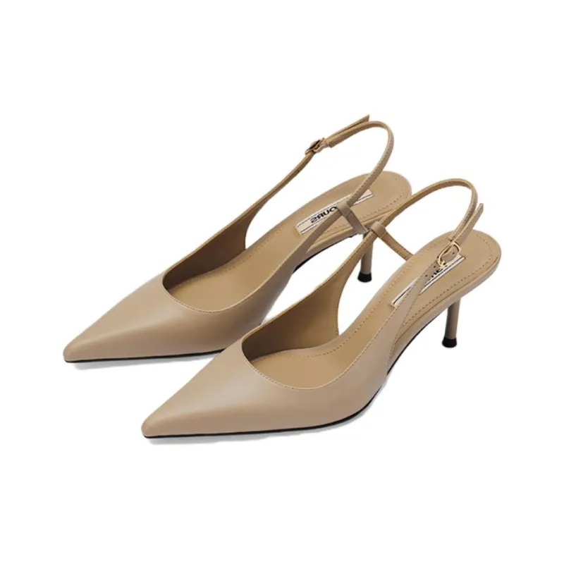 73Hours 45-Degree Elegant Slim Heel High Heels 8cm Women's Black/Gray/Apricot-12