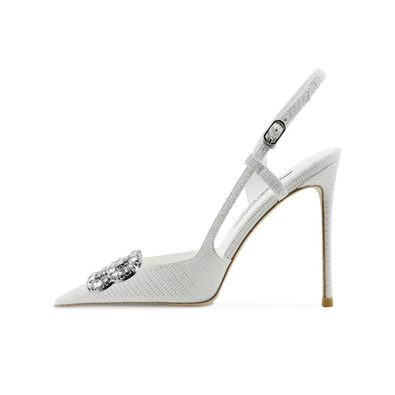 Ganxiaojie Slim Heel High Heels Women's Starlight White-0