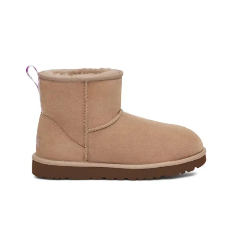 UGG Classic Mini Ii Graphic Logo Boot Beige Pink Women's-1