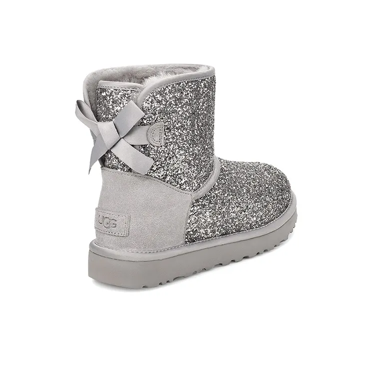 UGG CLASSIC MINI Warm And Wear-Resistant Short Snow Boots Women's Silver Gray-3