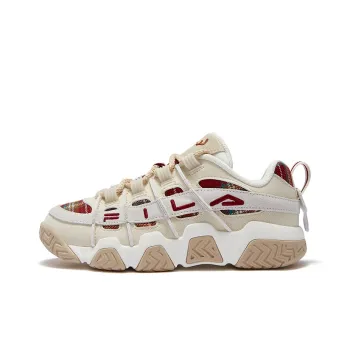 FILA FUSION BARRICADE XMAS Puffy Shoes Wear resistant And Lightweight Low Top Vintage Basketball Shoes Women's Beige