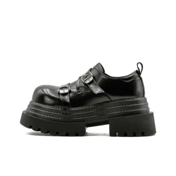 Little Sue Unique Design Trendy Fashion Versatile Vintage Small Leather Shoes Loafers Women's Black