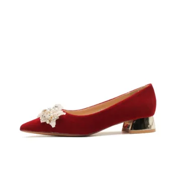 HKCP Chunky Heel High Heels 4.5CM Women's Red