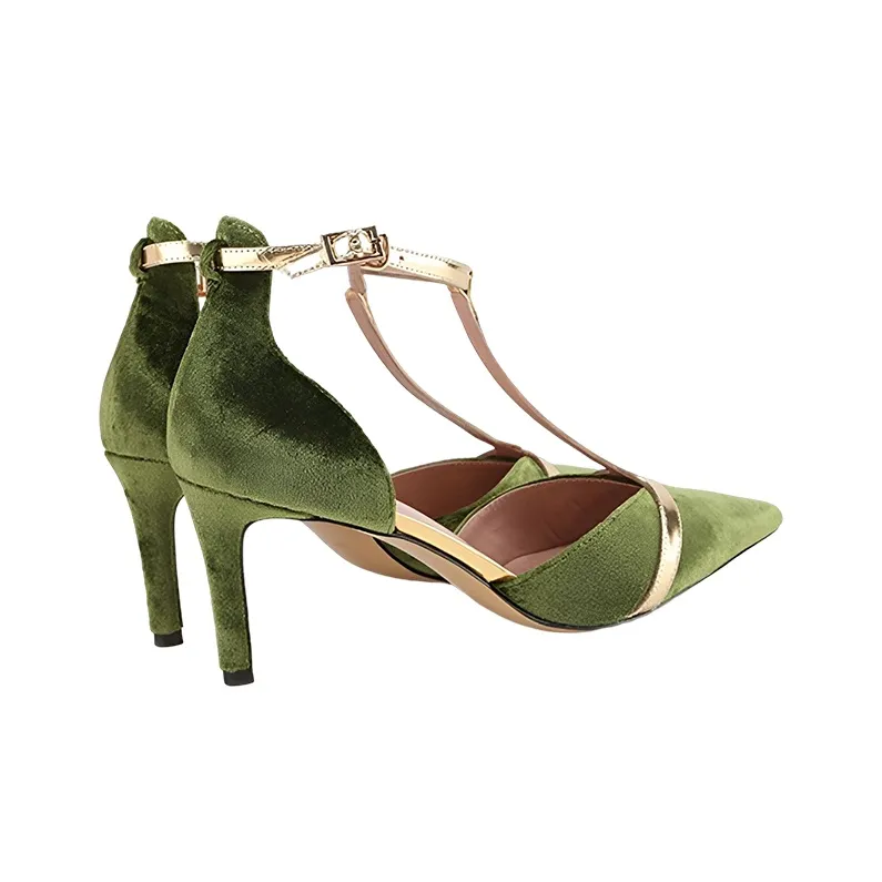 MORRELL MAXIE Slim Heel High Heels Women's Green Gold-3
