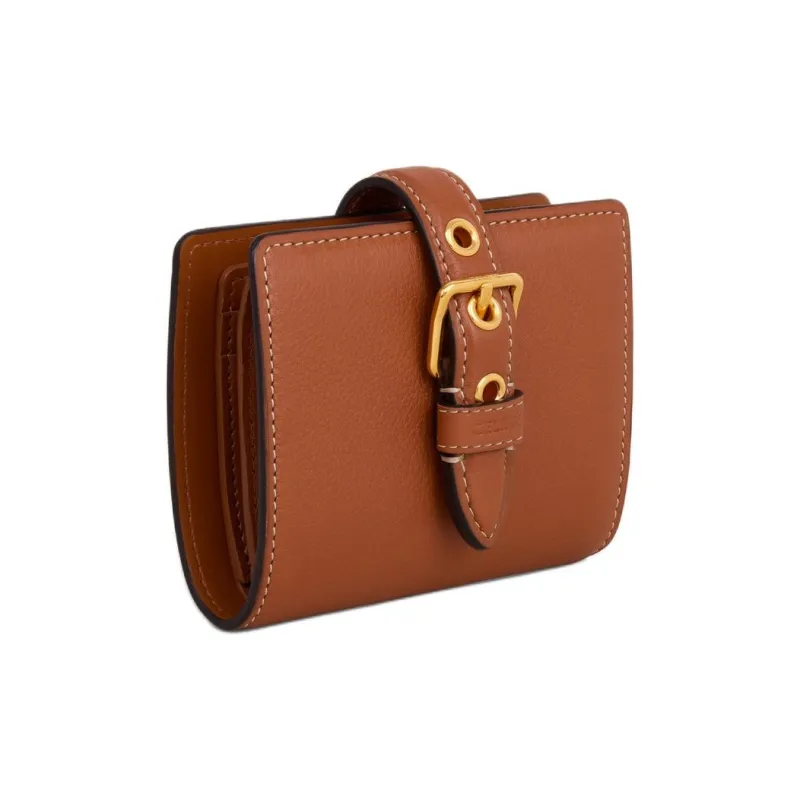 CELINE Cow Leather Wallet Small Size Women's Brown-1