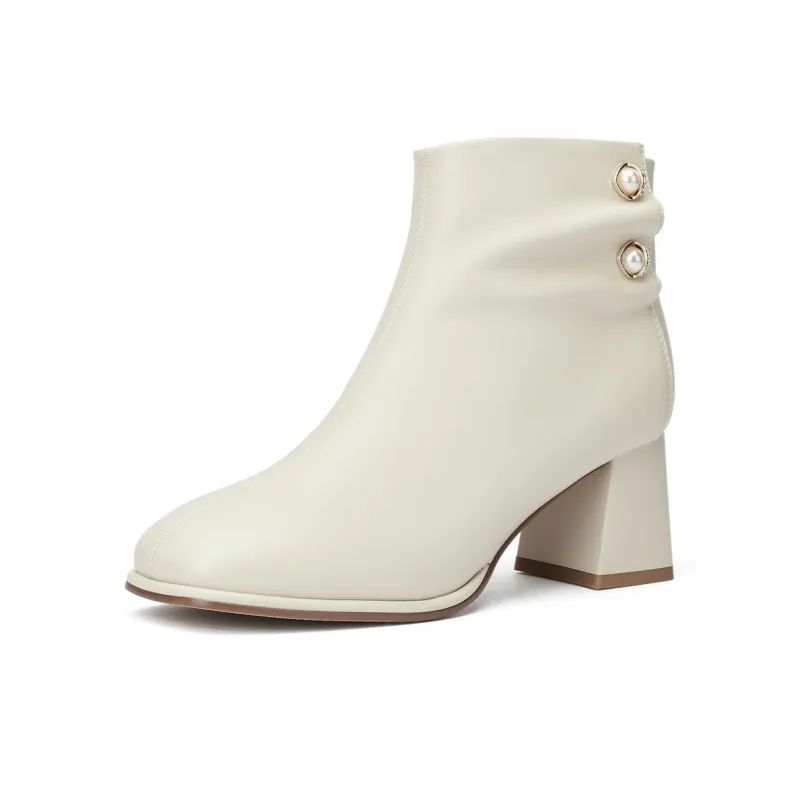 GEMEIQ Ankle Boots Women's Black/Ecru/Milk Tea-2