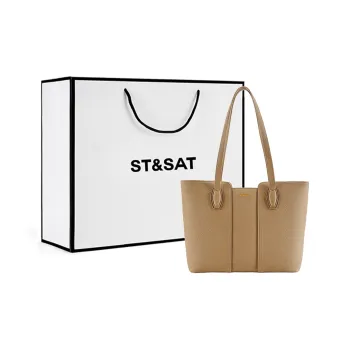 ST&SAT Cow Leather Shoulder Bag Regular Women's Cream Apricot/Ecru Black