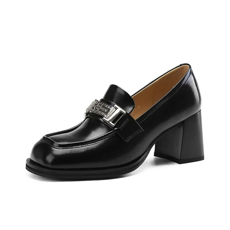 BOSSSUNWEN Chunky Heel High Heels 7cm Women's Black-1