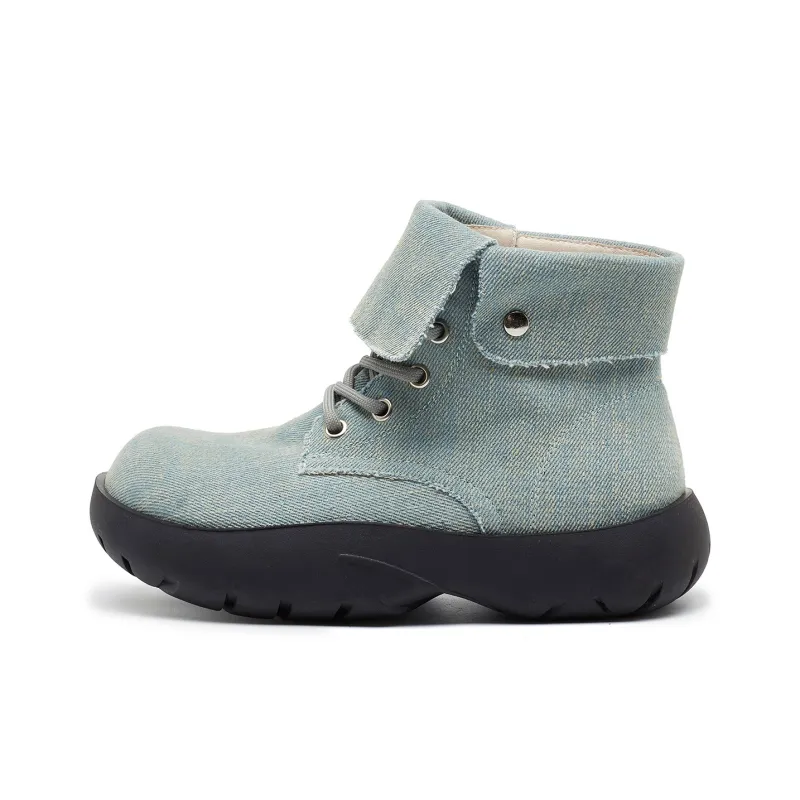 OULISASI Ankle Boots Women's Denim Blue-0