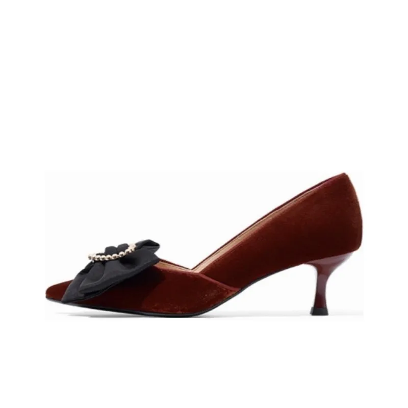 ZSAZSAZSU Slim Heel High Heels 5.5cm Women's Dark Red-0