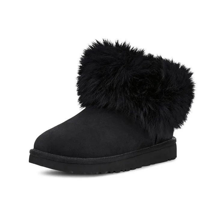 UGG Classic Mini Fluff Collar Fleece Lined Black Women's-2