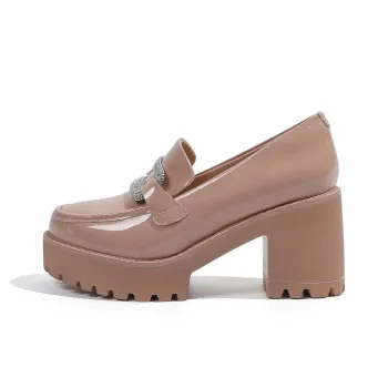 Mulinsen Chunky Heel High Heels 8.5cm Women's Nude