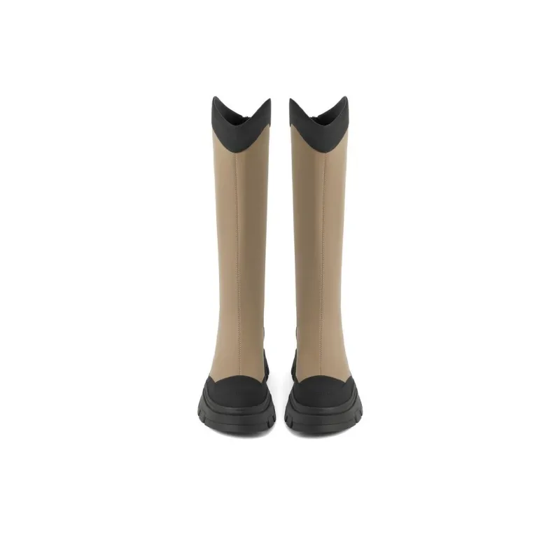 BELLE Knee-high Boots 6cm Women's Green Apricot Black-7