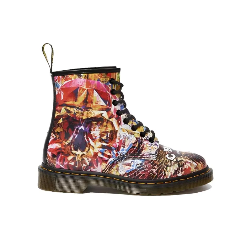 Dr.Martens X Cbcg 1460 8 eye Ankle Boat Printed Leather Lace Up Boots Multi color-1