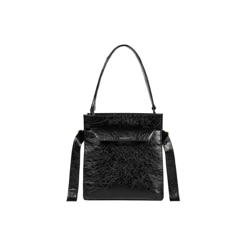ROSA HERMOSO Cow Leather Laptop Bag, Portable Crossbody Bag, Shoulder Bag Regular Unisex Black-1