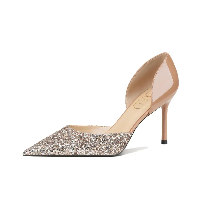 Zubumei Slim Heel High Heels Women's Silver-3