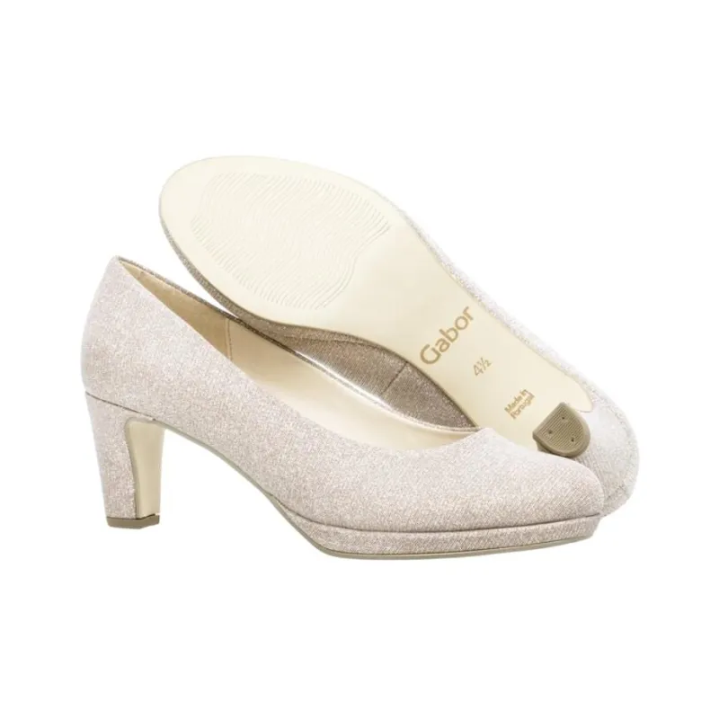 Gabor Fashion Chunky Heel High Heels 6cm Women's Silver Pink-5