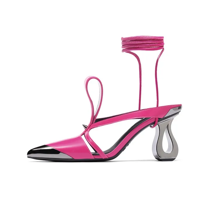 Staccato Armor Floral Irregular Heel Sandal High Heels 8cm Women's-4