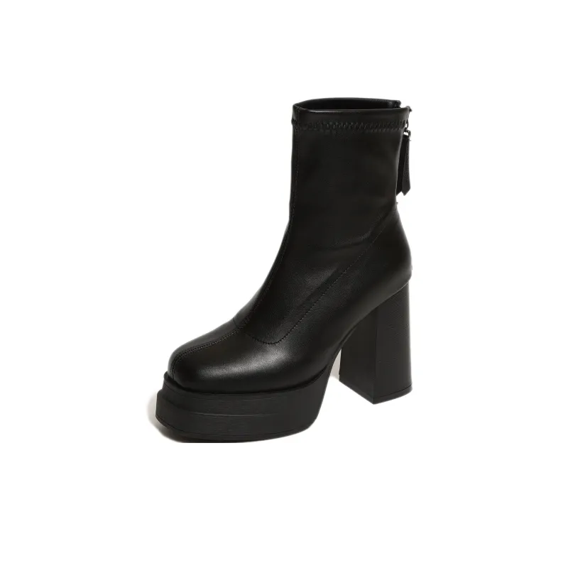 EEueeczs Ankle Boots Women's Black Glossy/Black Matte/White-7