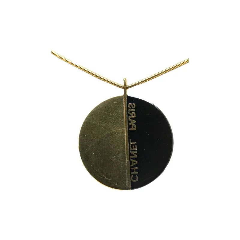 CHANEL Brass Enamel Enamel Necklaces Women's Black-1