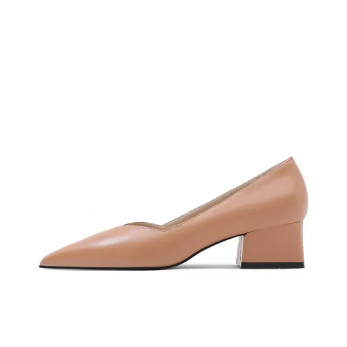 CAMEIDO Chunky Heel High Heels Women's Apricot