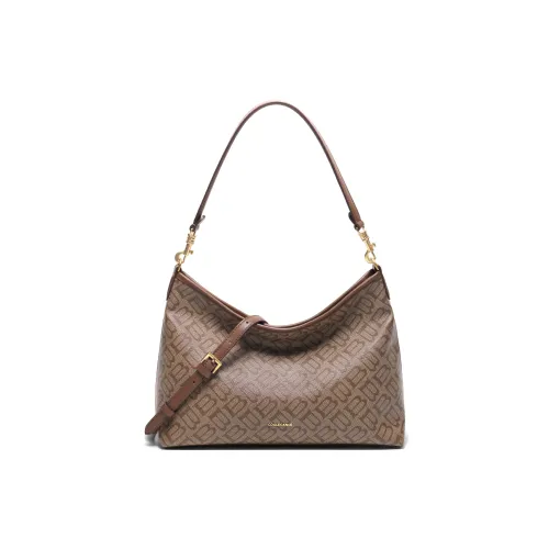 BELLE Artificial Leather HOBO Bag Shoulder Bag Large Size Women's Coffee/Apricot