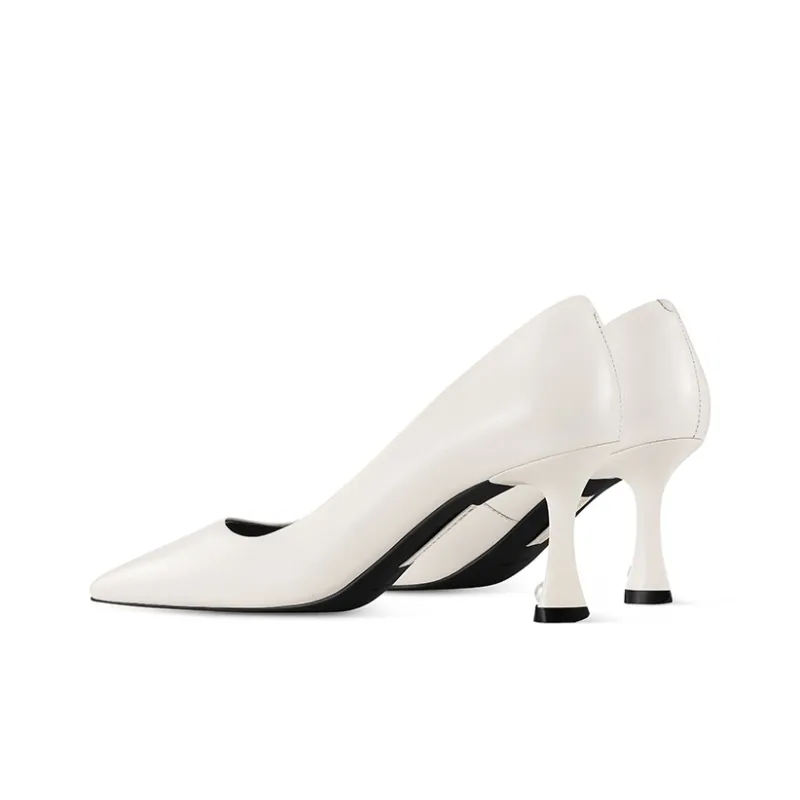 7or9 Luminous Black With Logo Slim Heel Air Cotton High Heels 7cm Women's Ecru-2