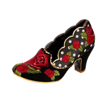 IRREGULAR CHOICE Rose To The Occasion Chunky Heel High Heels 7.2cm Women's Black