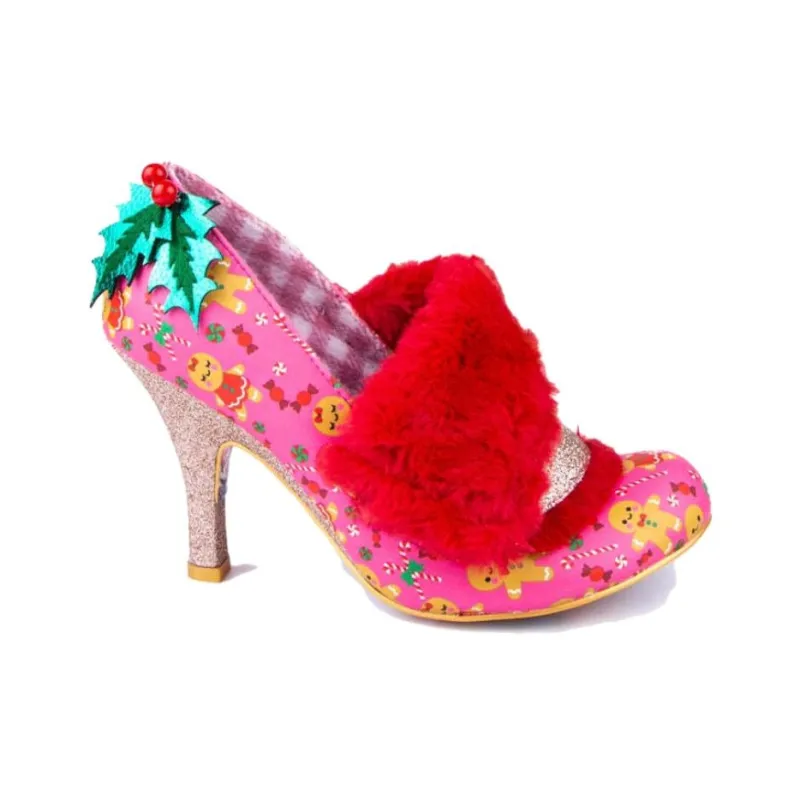 IRREGULAR CHOICE Festive Flack / Flick Flack Slim Heel High Heels Women's Pink-1