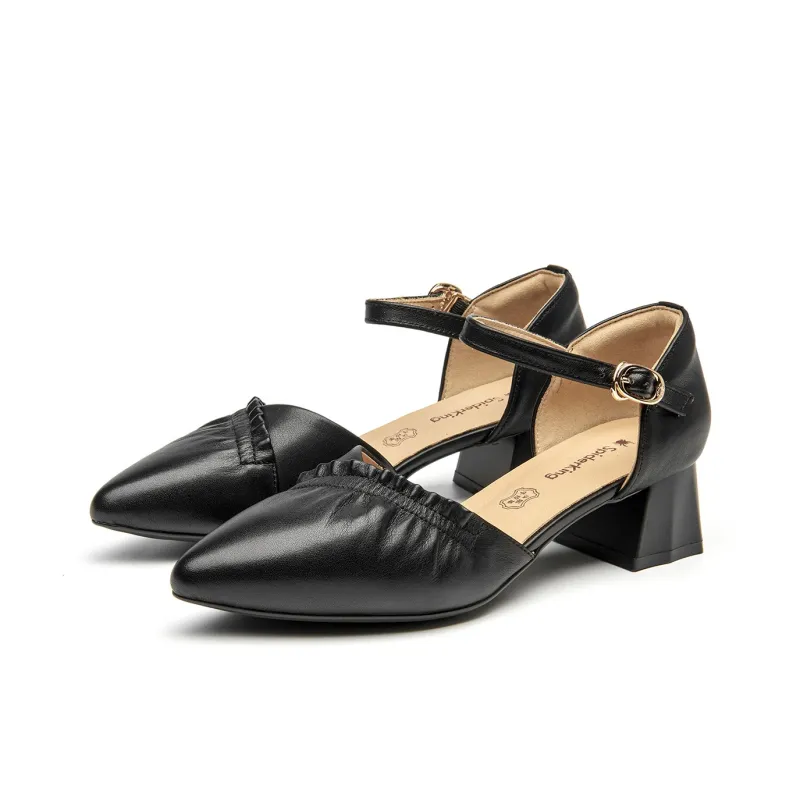 Spider King Block Heel High Heels 4cm Women's Black-2