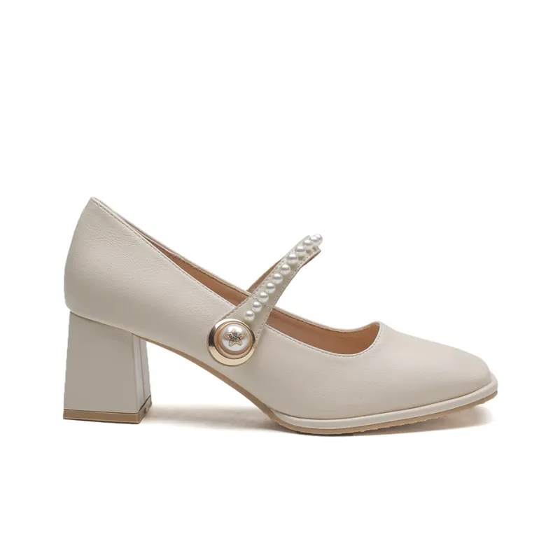 KATHRYN WILSON Chunky Heel High Heels 6.0cm Women's Apricot-1