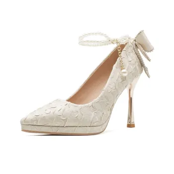 HKCP Slim Heel High Heels 10cm Women's Champagne