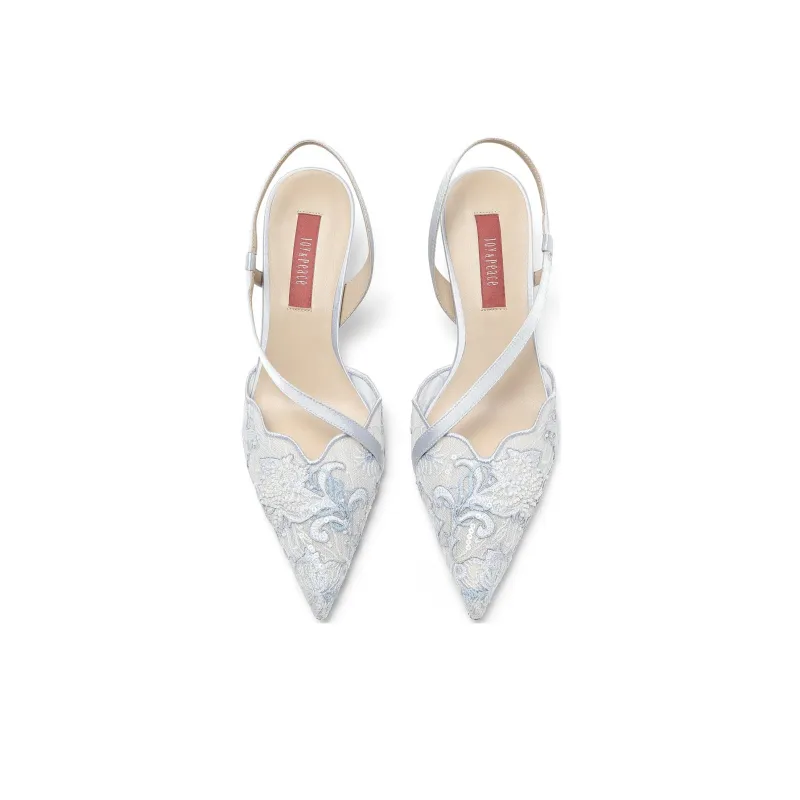 Joypeace Impressionistic Blue Mist Slim Heel High Heels 6cm Women's-9