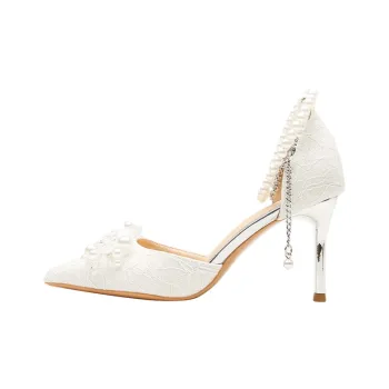 MCKP Slim Heel High Heels Women's White