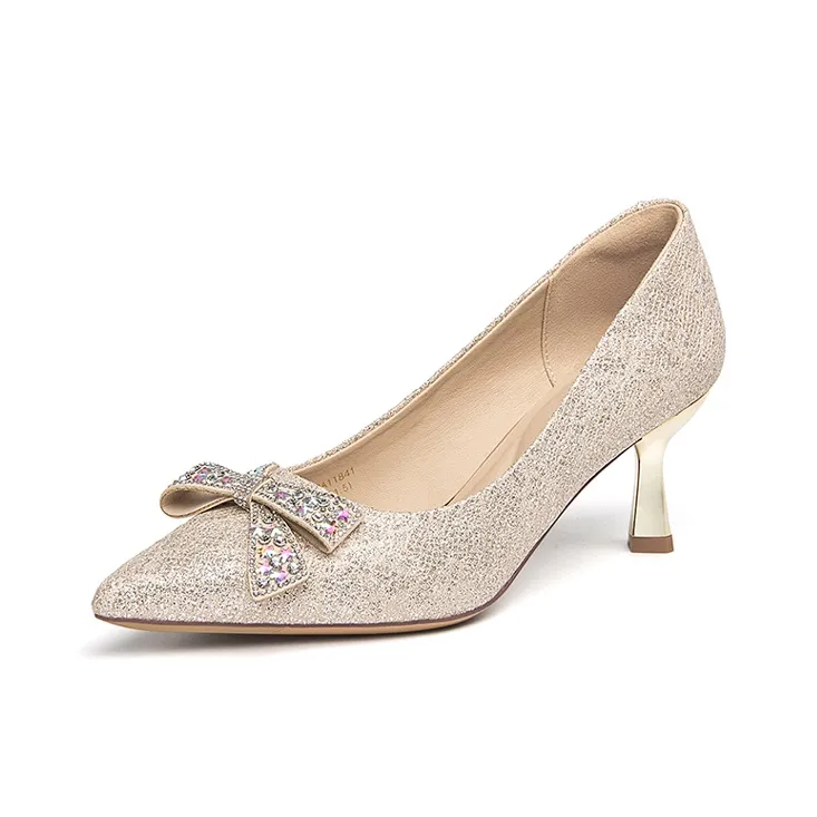 JOSINY Slim Heel High Heels Women's Gold-1
