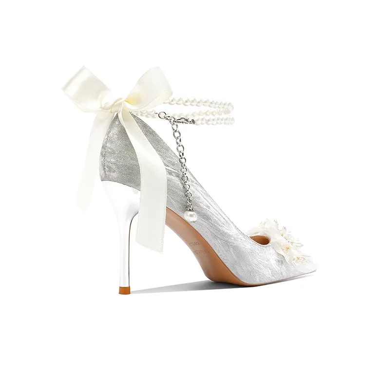 Crelinkxlat Slim Heel High Heels Women's Silver-9