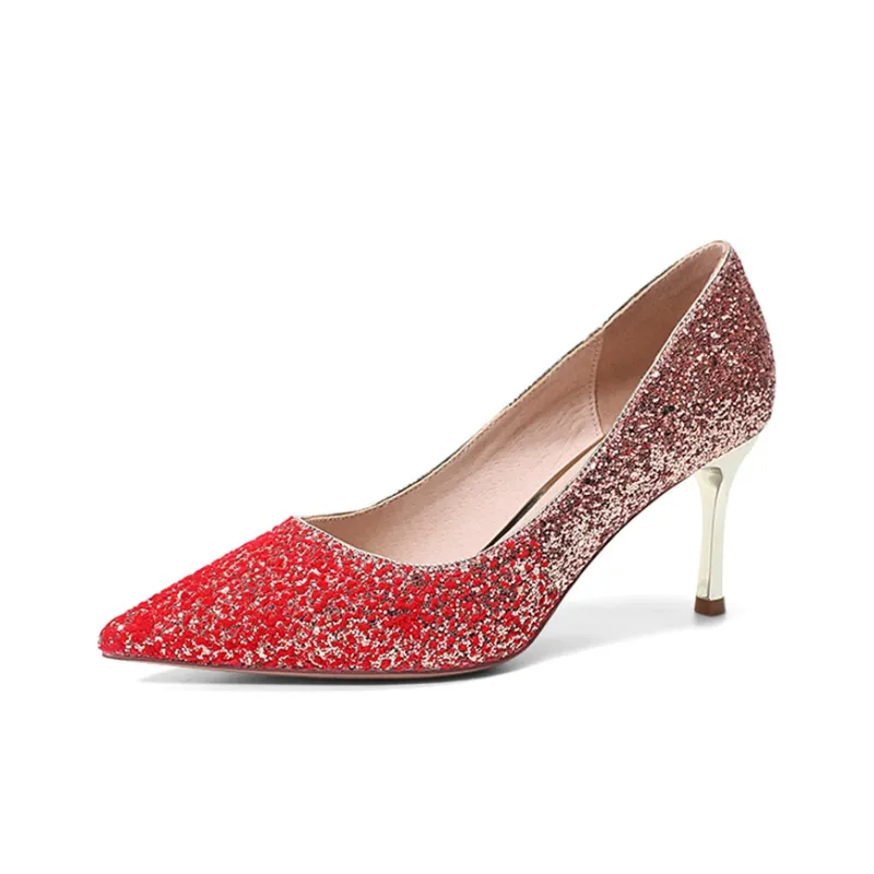 DAPHNE Slim Heel High Heels Women's Red-1