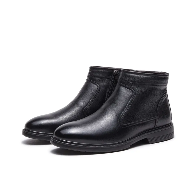 AOKANG High Top Casual Ankle Boots Men's Black-2