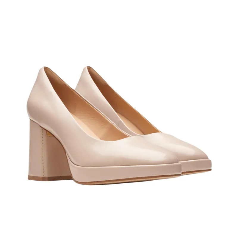 Clarks Chunky Heel High Heels 8.5cm Women's Pink-2