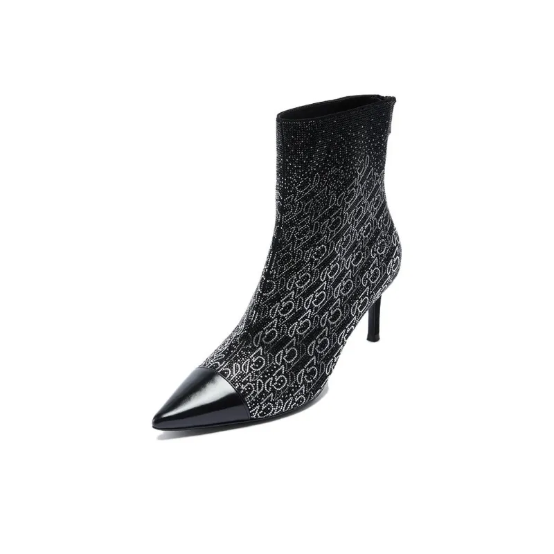 73Hours Exchange Party Series Ankle Boots 5.5cm Women's Black-1