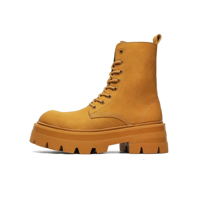 V05 Paris Platform Derby Martin Boots, Unisex Ankle Boots, British Style Big Head Biker Boots, Western High Top Shoes-9